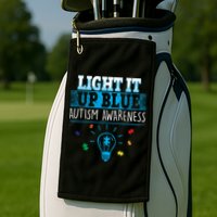 Light It Up Blue Autism Puzzle Bulb Golf Towel