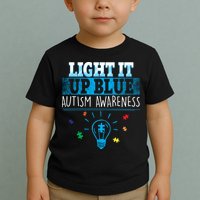 Light It Up Blue Autism Puzzle Bulb Toddler T-Shirt