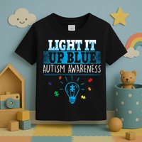 Light It Up Blue Autism Puzzle Bulb Toddler T-Shirt