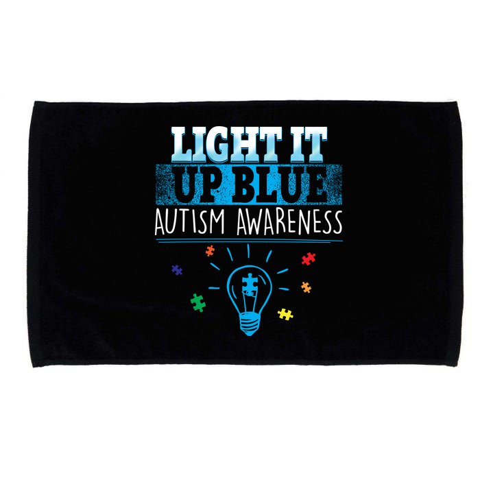Light It Up Blue Autism Puzzle Bulb Microfiber Hand Towel