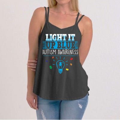 Light It Up Blue Autism Puzzle Bulb Women's Strappy Tank