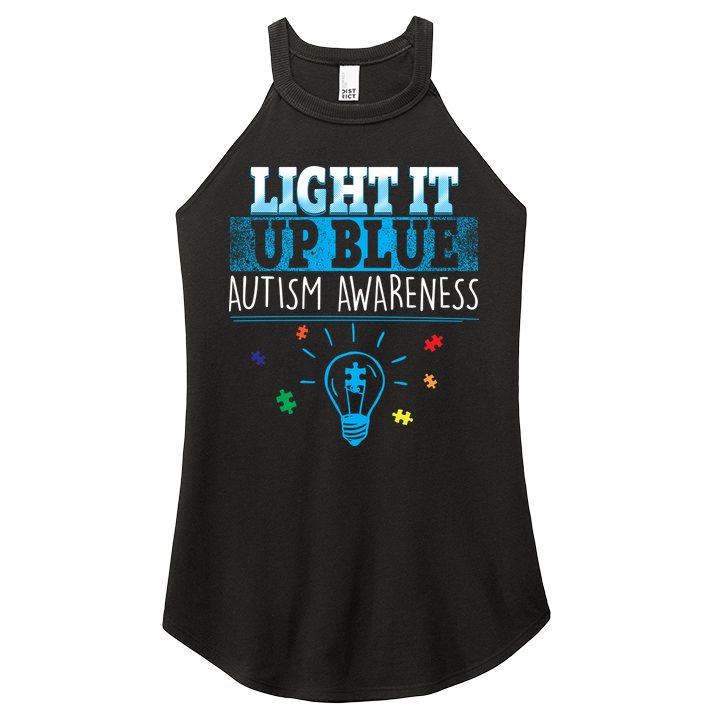 Light It Up Blue Autism Puzzle Bulb Women's Perfect Tri Rocker Tank