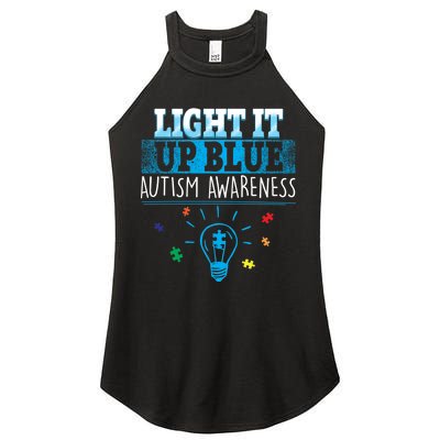 Light It Up Blue Autism Puzzle Bulb Women's Perfect Tri Rocker Tank