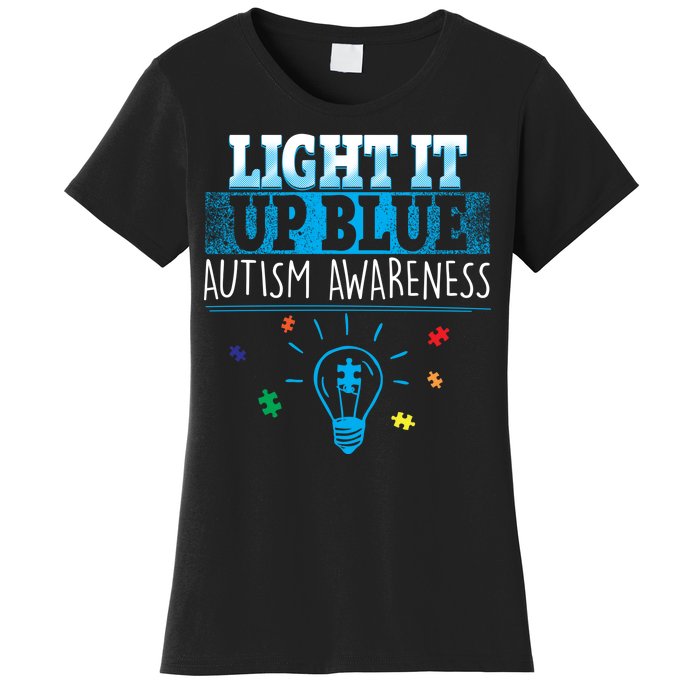 Light It Up Blue Autism Puzzle Bulb Women's T-Shirt