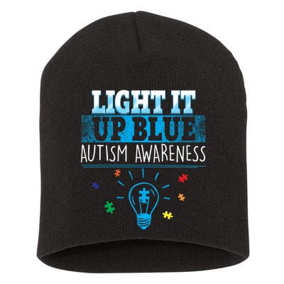 Light It Up Blue Autism Puzzle Bulb Short Acrylic Beanie