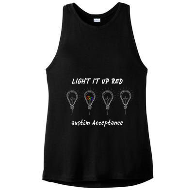 Light It Up Red Autism Acceptance Ladies PosiCharge Tri-Blend Wicking Tank