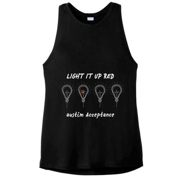 Light It Up Red Autism Acceptance Ladies PosiCharge Tri-Blend Wicking Tank