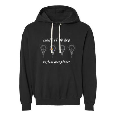 Light It Up Red Autism Acceptance Garment-Dyed Fleece Hoodie