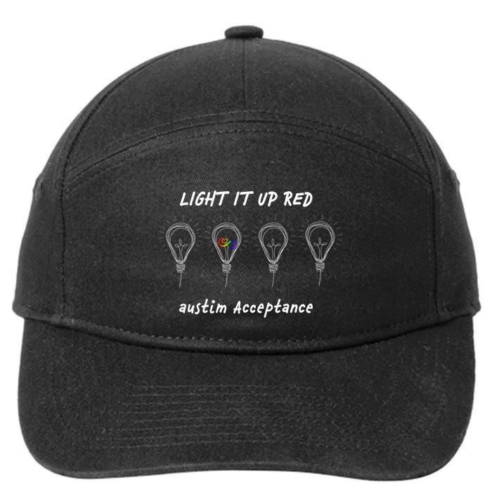 Light It Up Red Autism Acceptance 7-Panel Snapback Hat