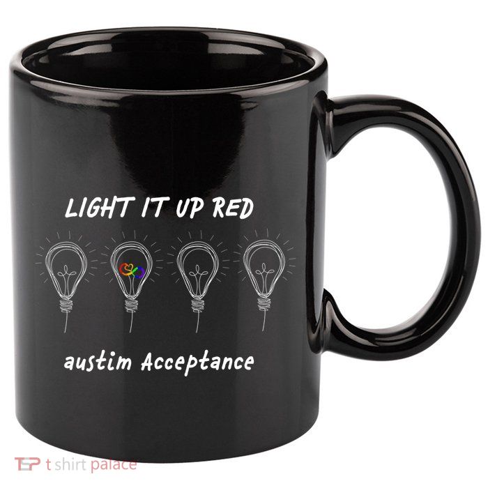 Light It Up Red Autism Acceptance 11oz C Handle Ceramic Mug