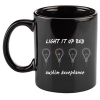 Light It Up Red Autism Acceptance 11oz C Handle Ceramic Mug