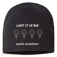 Light It Up Red Autism Acceptance Sustainable Beanie