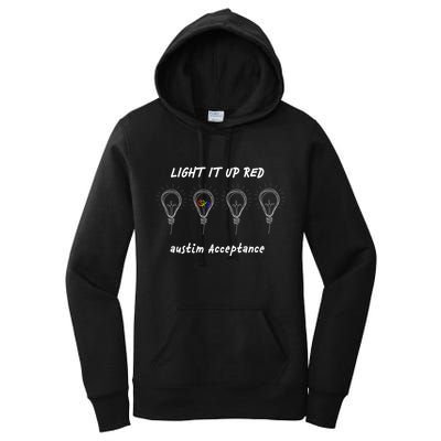 Light It Up Red Autism Acceptance Women's Pullover Hoodie