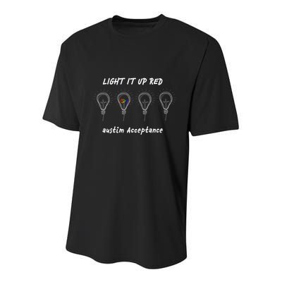 Light It Up Red Autism Acceptance Youth Performance Sprint T-Shirt