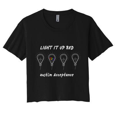 Light It Up Red Autism Acceptance Crop Top