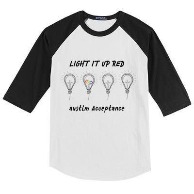 Light It Up Red Autism Acceptance Kids Colorblock Raglan Jersey