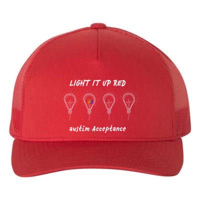 Light It Up Red Autism Acceptance Yupoong Adult 5-Panel Trucker Hat