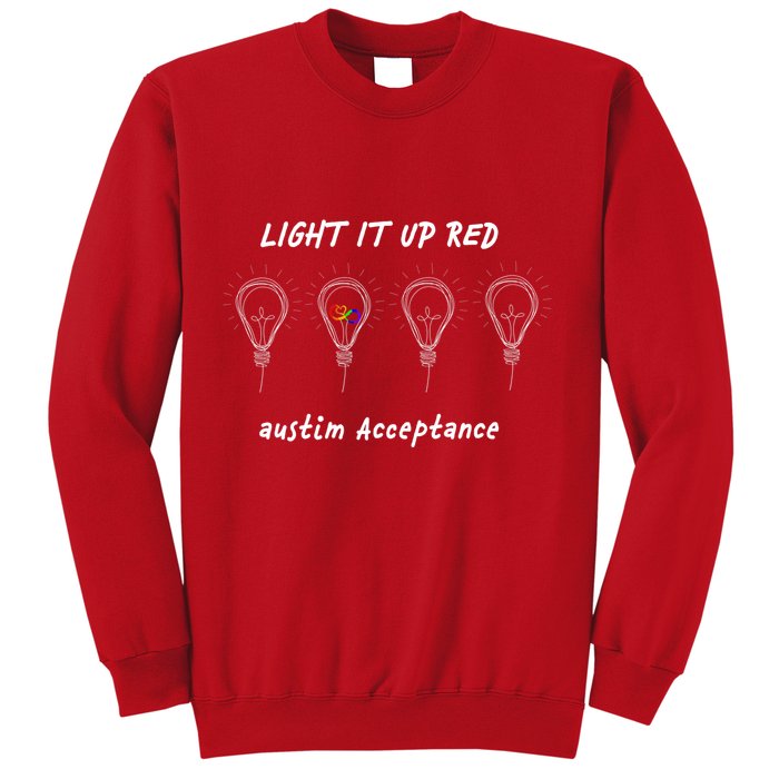 Light It Up Red Autism Acceptance Sweatshirt