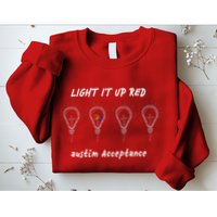 Light It Up Red Autism Acceptance Sweatshirt