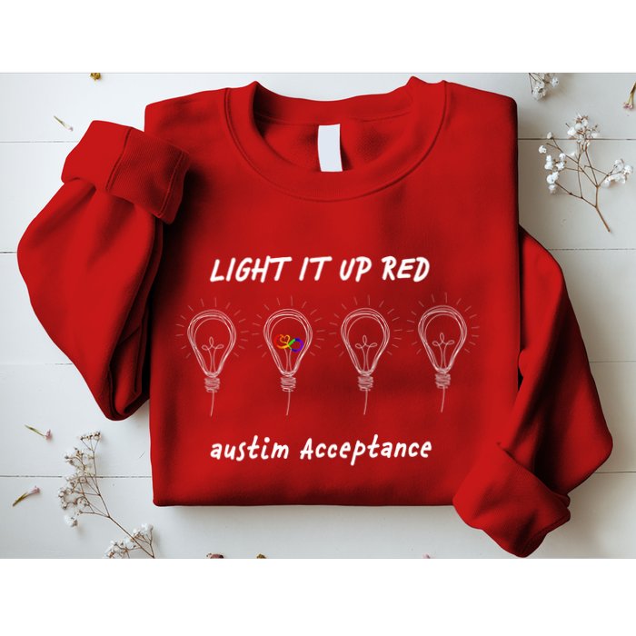 Light It Up Red Autism Acceptance Sweatshirt