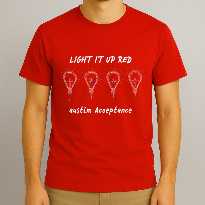 Light It Up Red Autism Acceptance T-Shirt