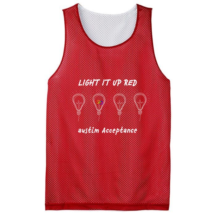 Light It Up Red Autism Acceptance Mesh Reversible Basketball Jersey Tank