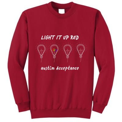 Light It Up Red Autism Acceptance Tall Sweatshirt