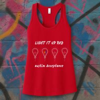 Light It Up Red Autism Acceptance Womens Tank Top