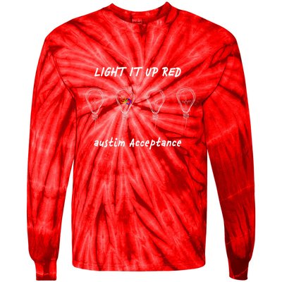 Light It Up Red Autism Acceptance Tie-Dye Long Sleeve Shirt