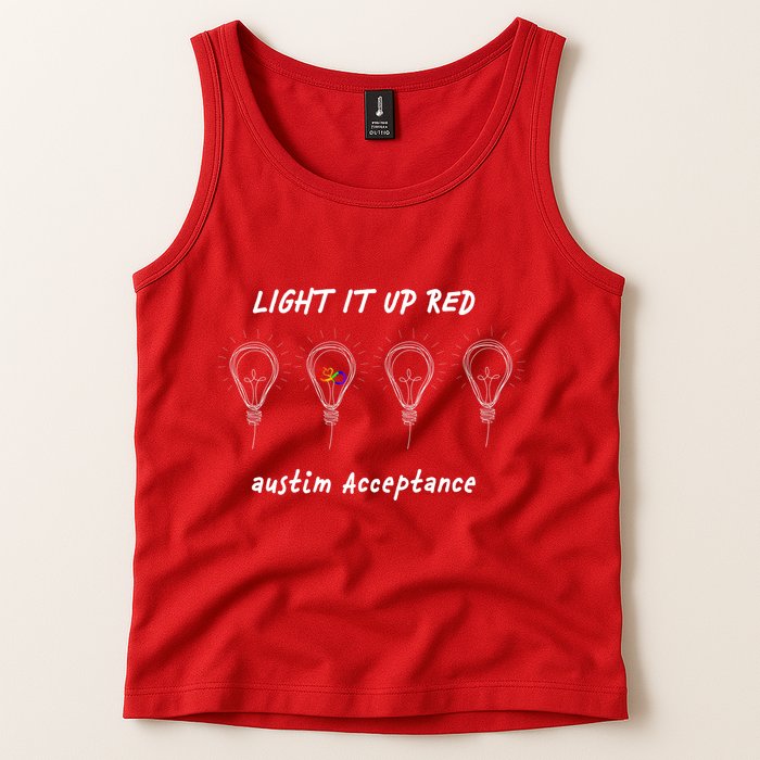 Light It Up Red Autism Acceptance Tank Top