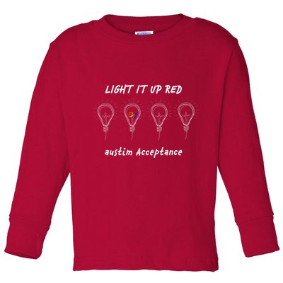 Light It Up Red Autism Acceptance Toddler Long Sleeve Shirt