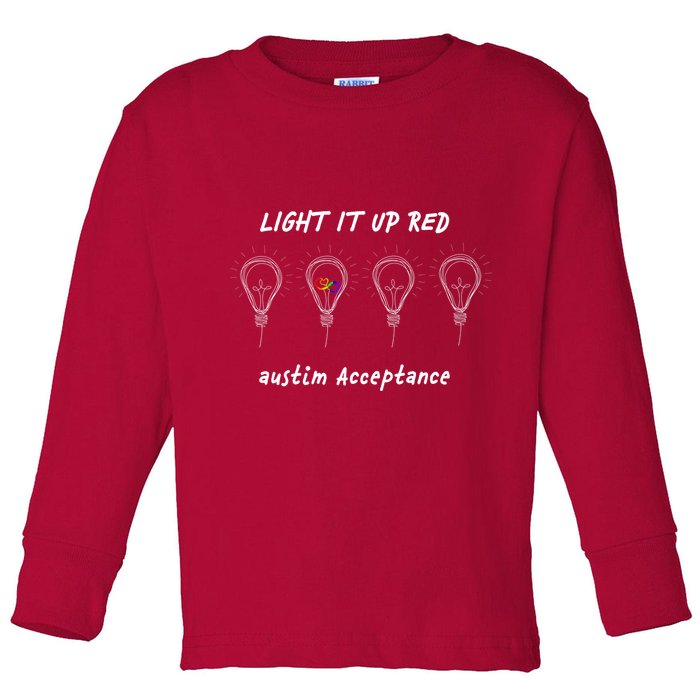 Light It Up Red Autism Acceptance Toddler Long Sleeve Shirt