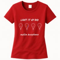 Light It Up Red Autism Acceptance Womens T-Shirt