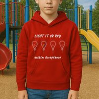 Light It Up Red Autism Acceptance Kids Hoodie
