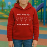 Light It Up Red Autism Acceptance Kids Hoodie