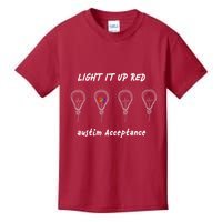 Light It Up Red Autism Acceptance Kids T-Shirt