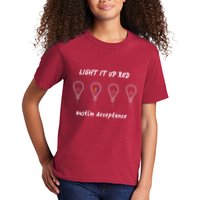 Light It Up Red Autism Acceptance Kids T-Shirt