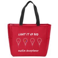 Light It Up Red Autism Acceptance Zip Tote Bag