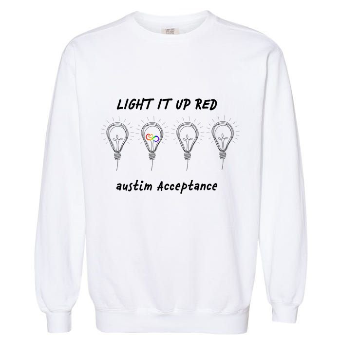 Light It Up Red Autism Acceptance Garment-Dyed Sweatshirt