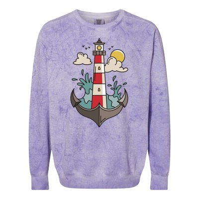 Lighthouse Anchor Ocean Colorblast Crewneck Sweatshirt