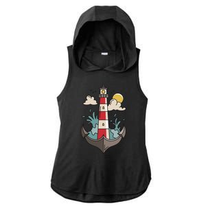 Lighthouse Anchor Ocean Ladies PosiCharge Tri-Blend Wicking Draft Hoodie Tank