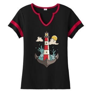 Lighthouse Anchor Ocean Ladies Halftime Notch Neck Tee