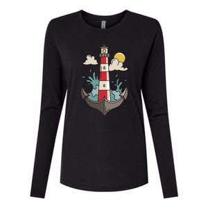 Lighthouse Anchor Ocean Womens Cotton Relaxed Long Sleeve T-Shirt