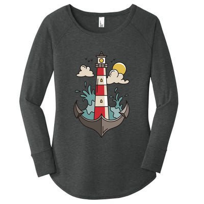 Lighthouse Anchor Ocean Women's Perfect Tri Tunic Long Sleeve Shirt