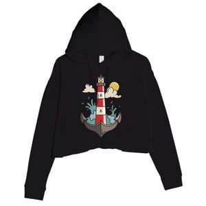 Lighthouse Anchor Ocean Crop Fleece Hoodie