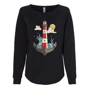 Lighthouse Anchor Ocean Womens California Wash Sweatshirt