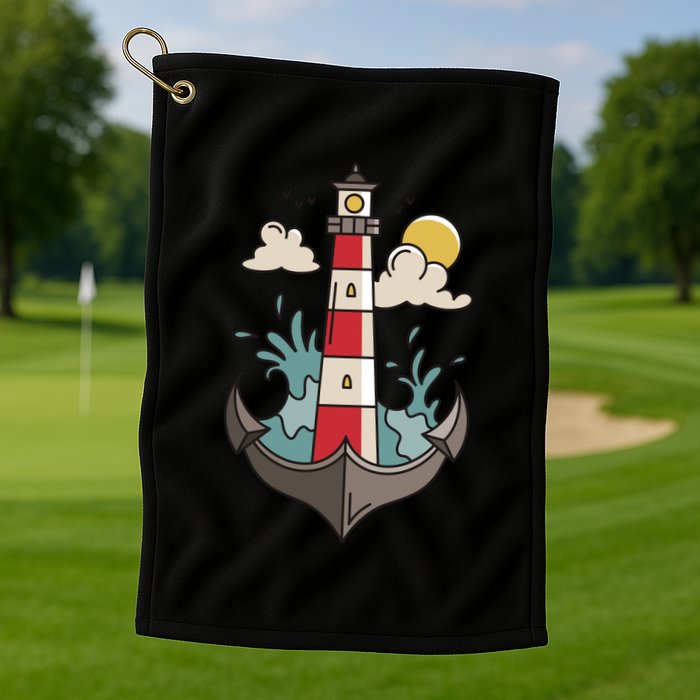 Lighthouse Anchor Ocean Golf Towel