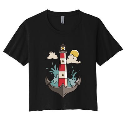Lighthouse Anchor Ocean Crop Top