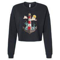 Lighthouse Anchor Ocean Cropped Pullover Crew