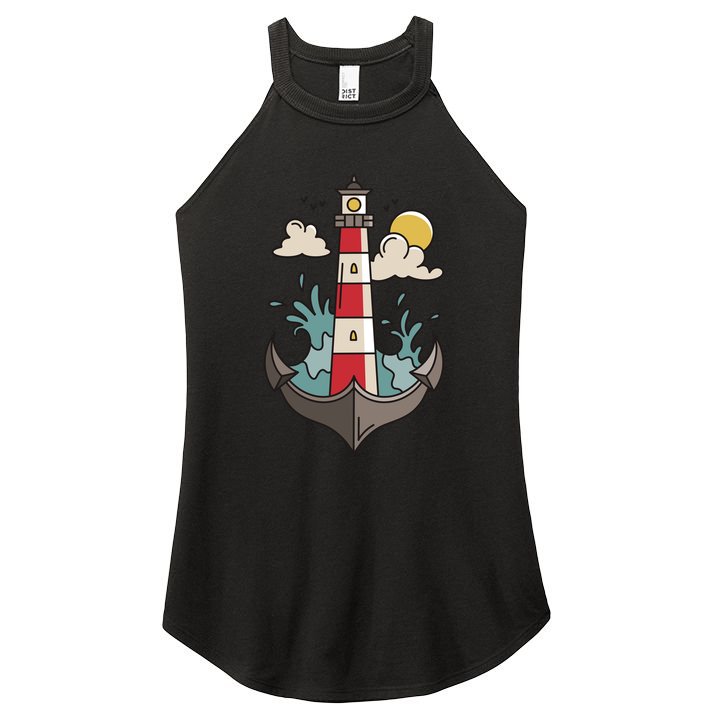 Lighthouse Anchor Ocean Women's Perfect Tri Rocker Tank